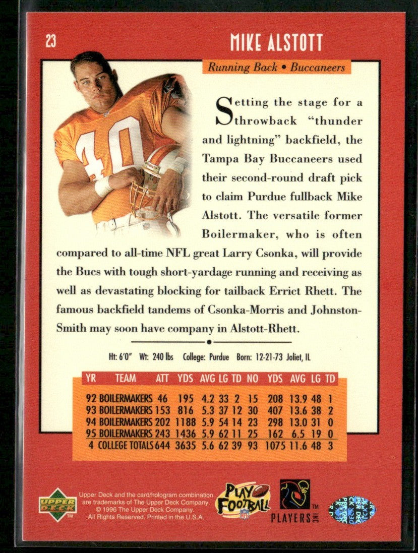 Mike Alstott 1996 Upper Deck Star Rookie RC #23 Tampa Bay Buccaneers