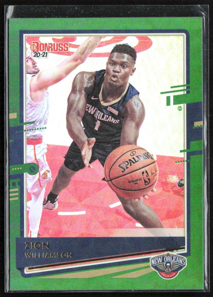 Zion Williamson 2020 Donruss Green Flood #147 New Orleans Pelicans