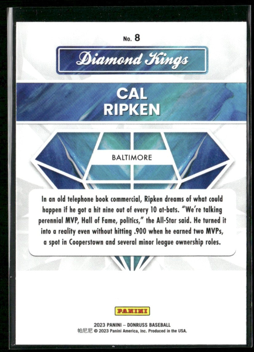 Cal Ripken 2023 Donruss Diamond Kings Holo Blue #8 Baltimore Orioles