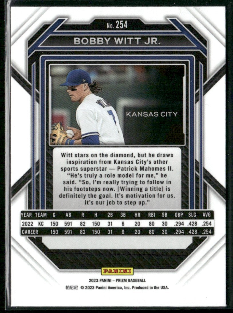 Bobby Witt Jr. 2023 Panini Prizm RC #254 Kansas City Royals