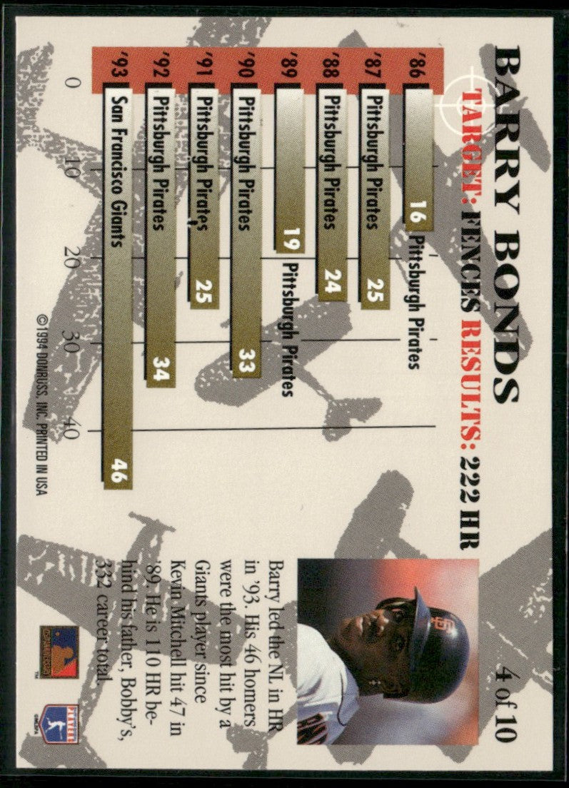 Barry Bonds 1994 Triple Play Bomb Squad #4 San Francisco Giants