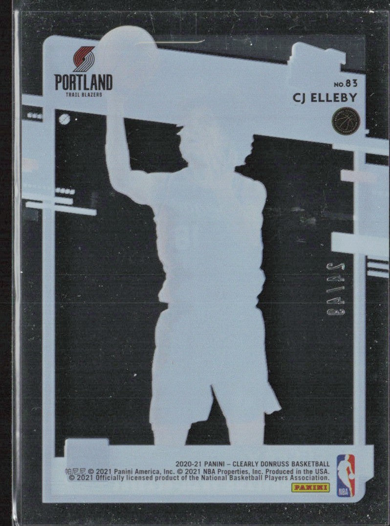 CJ Elleby 2020 Donruss Clearly Red RC /49 #83 Portland Trail Blazers