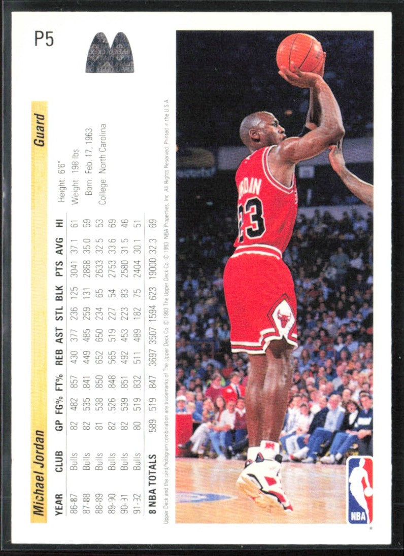 Michael Jordan 1992 Upper Deck McDonald's #P5 Chicago Bulls