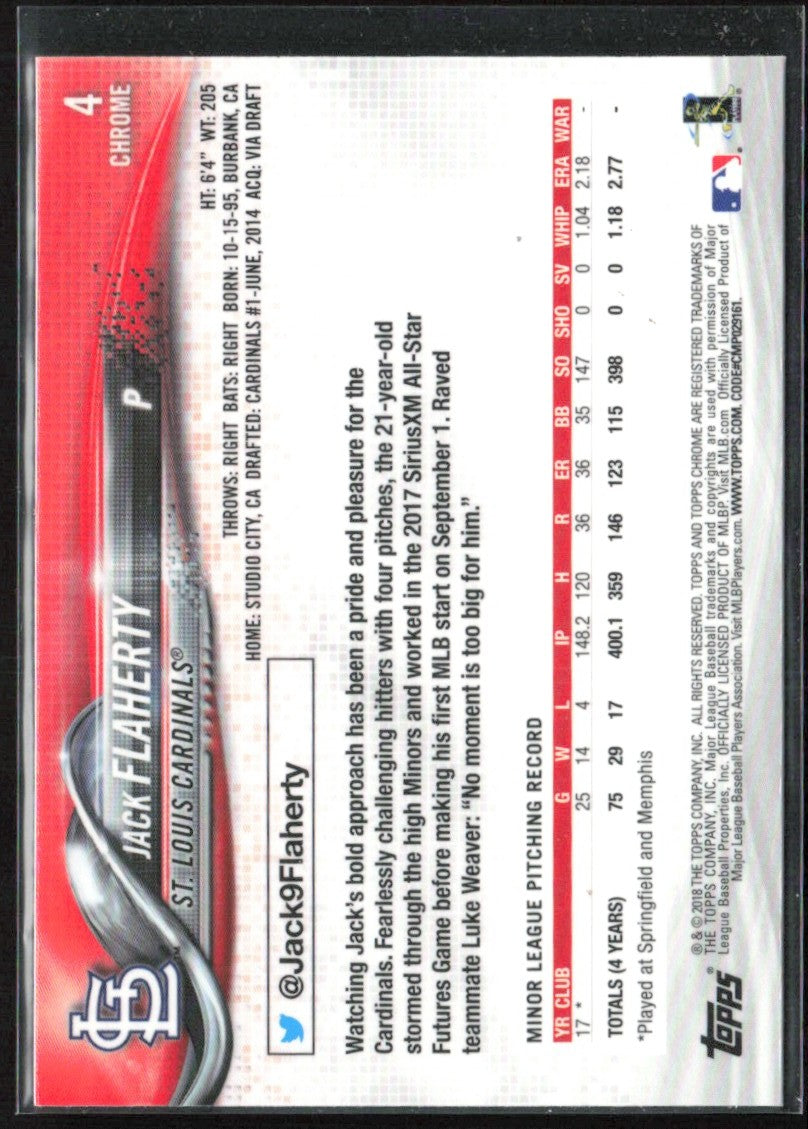 Jack Flaherty 2018 Topps Chrome RC #4 St. Louis Cardinals