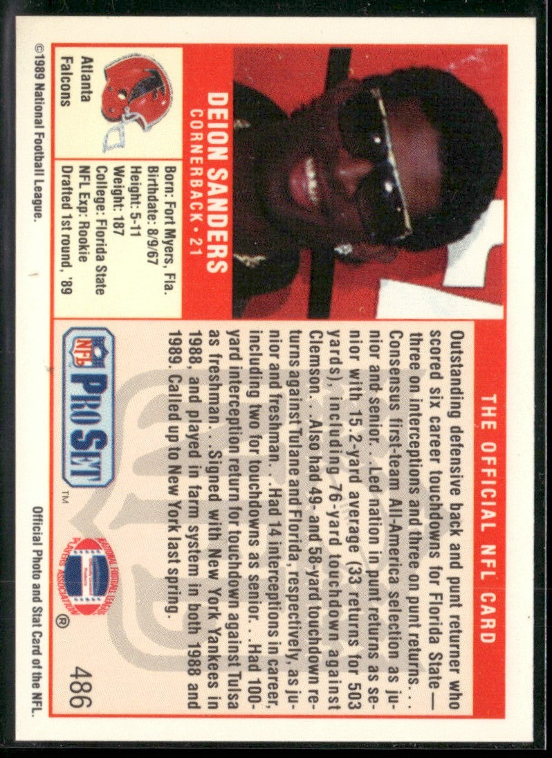 Deion Sanders 1989 Pro Set RC #486 Atlanta Falcons