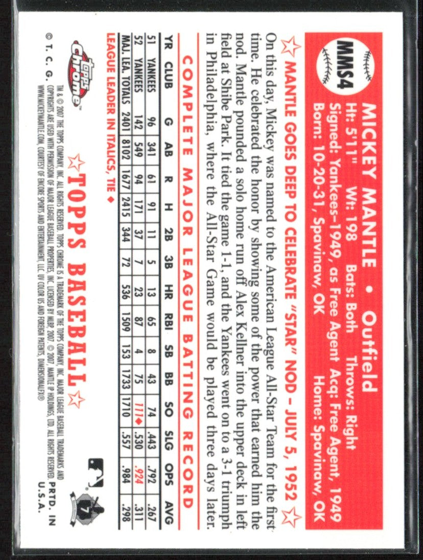 Mickey Mantle 2007 Topps Chrome Story #MMS4 New York Yankees