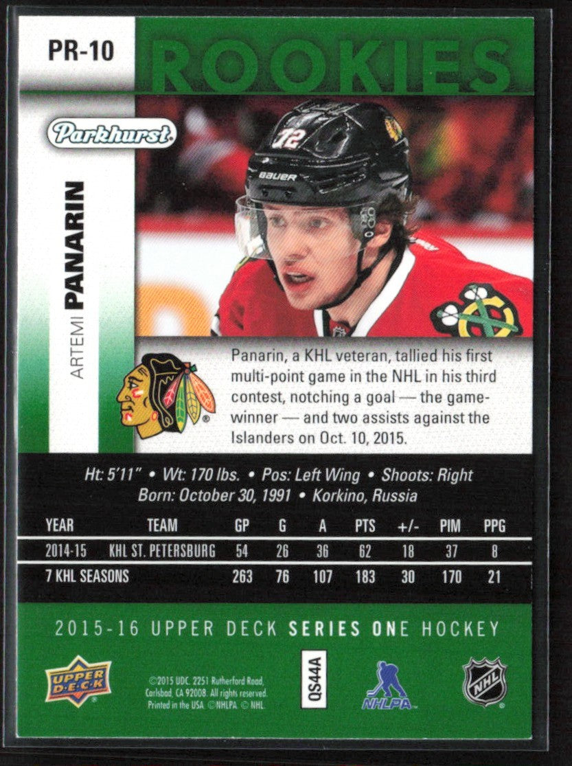 Artemi Panarin 2015 Upper Deck Parkhurst Rookies #PR-10 Chicago Blackhawks