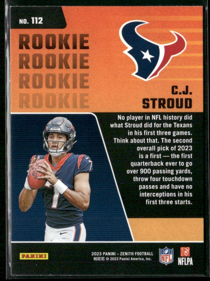 C.J. Stroud 2023 Panini Zenith RC #112 Houston Texans