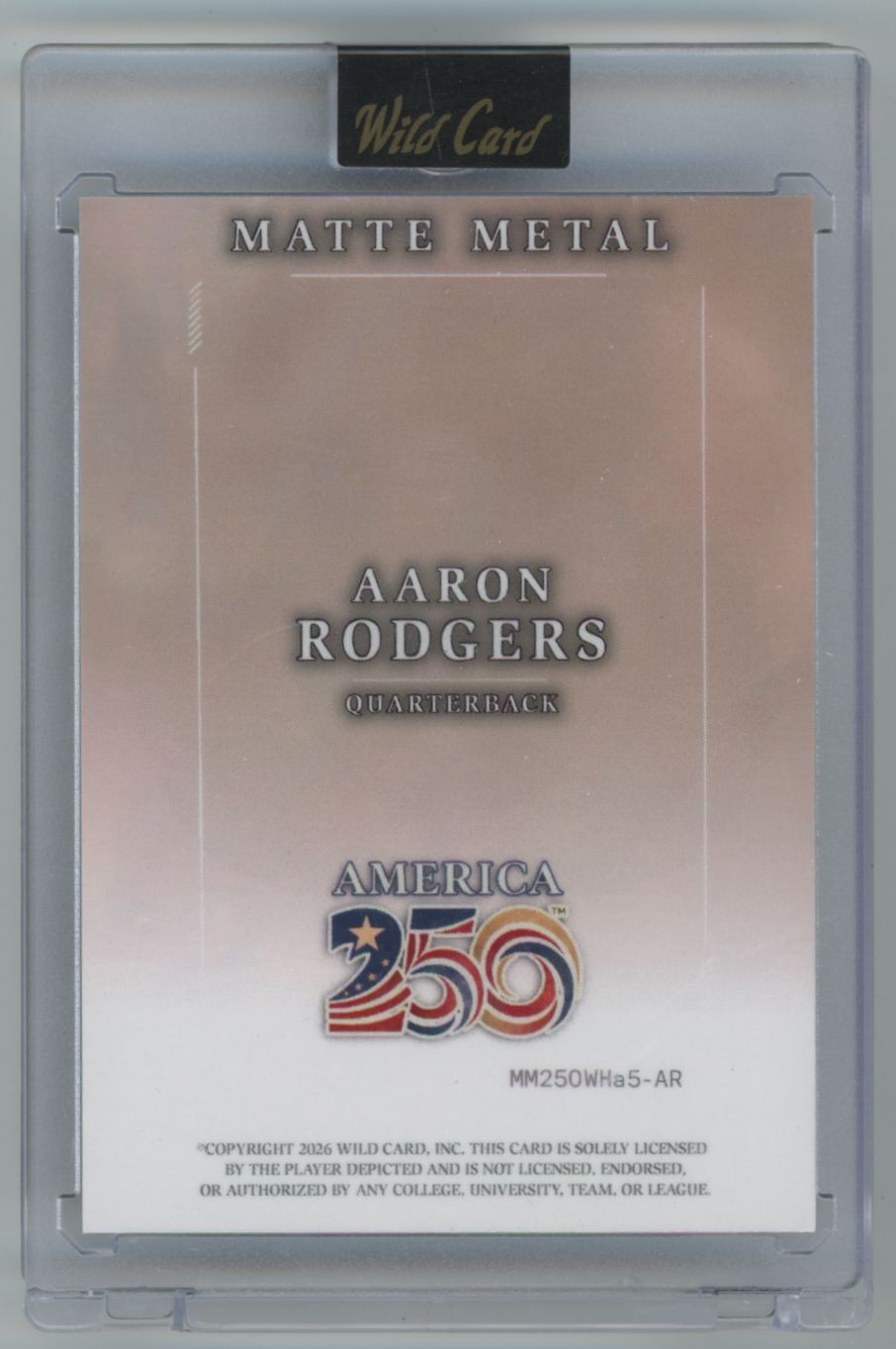 Aaron Rodgers 2026 Wild Card Matte Metal 1/1 Pittsburgh Steelers