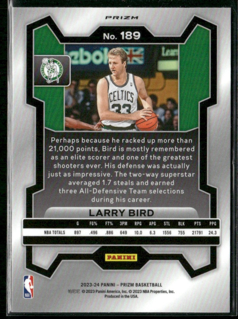 Larry Bird 2023 Panini Prizm Red White and Blue #189 Boston Celtics