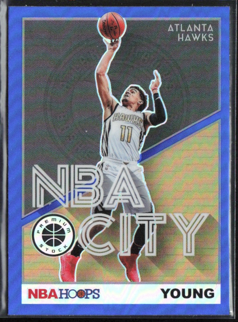 Trae Young 2019 NBA Hoops Premium Stock NBA City Blue #28 Atlanta Hawks