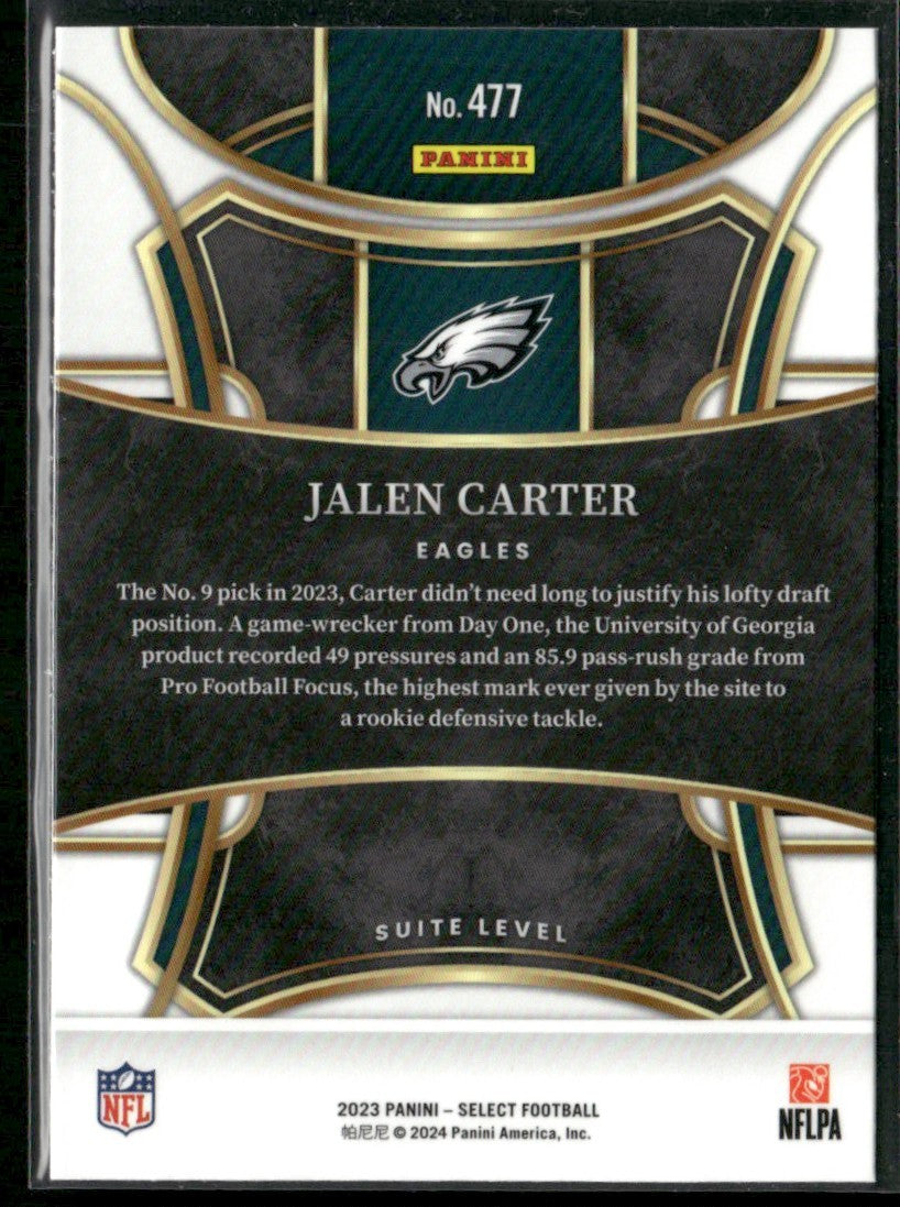 Jalen Carter 2023 Panini Select Suite RC #477 Philadelphia Eagles