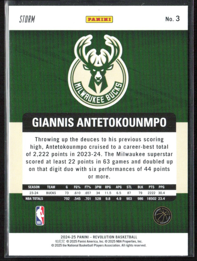 Giannis Antetokounmpo 2024 Panini Revolution Storm #3 Milwaukee Bucks