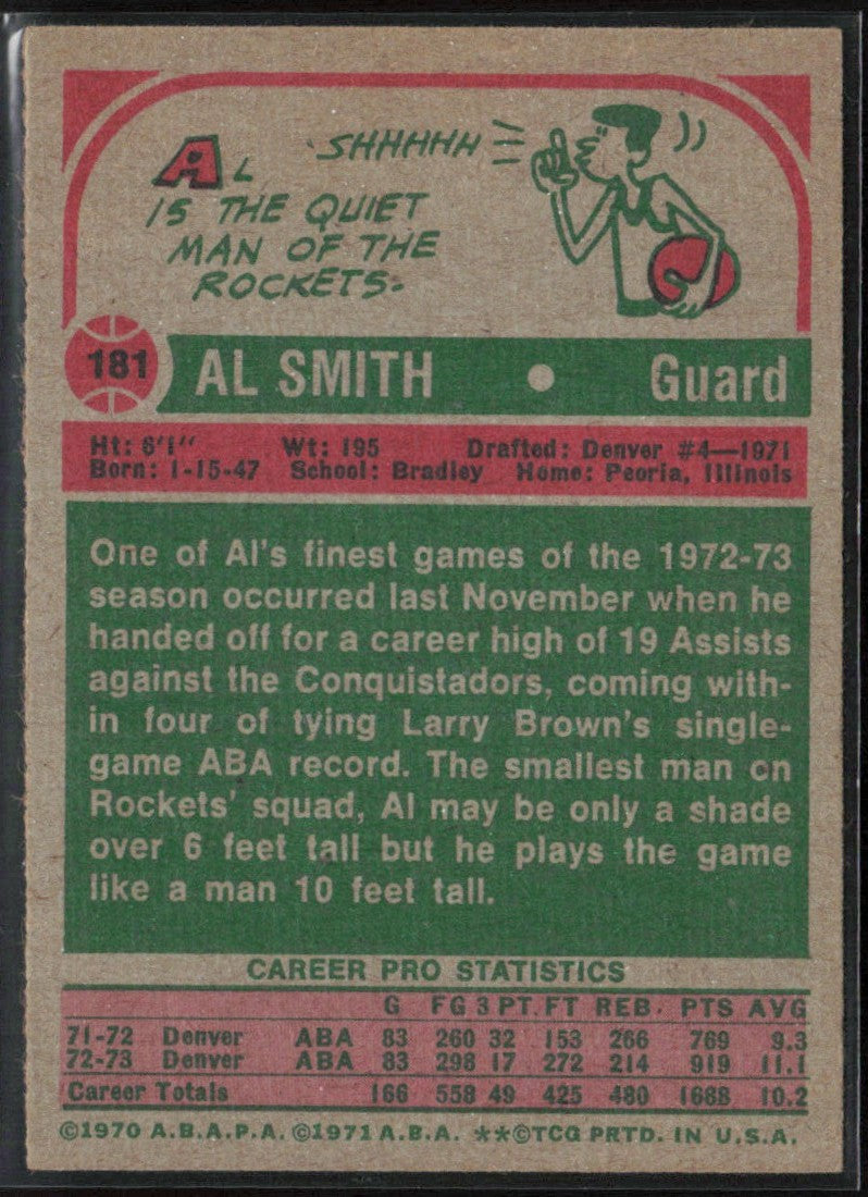 Al Smith 1973 Topps #181 Denver Rockets