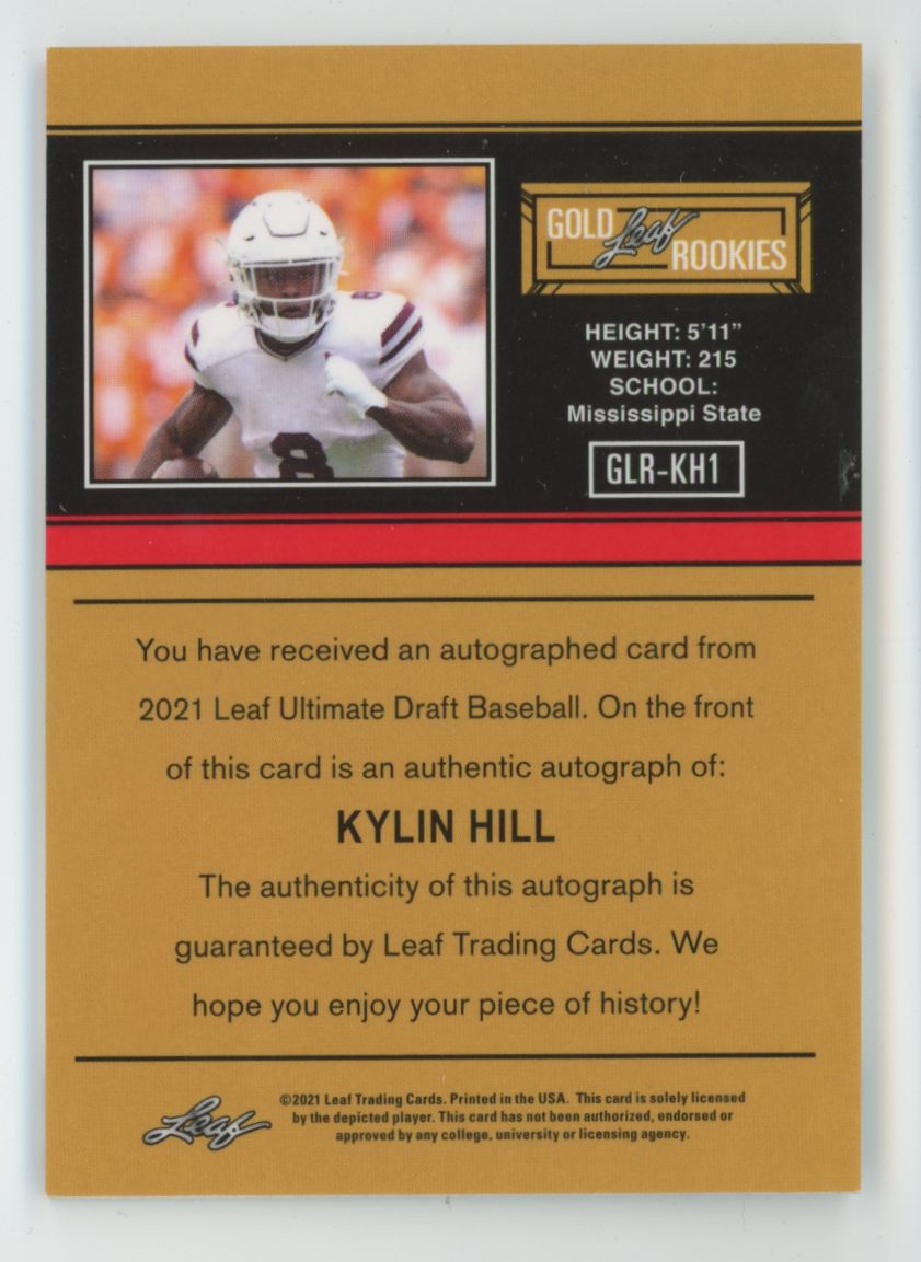 Kylin Hill 2021 Leaf Ultimate Draft 1991 Autographs Silver AUTO /99 #GLR-KH1