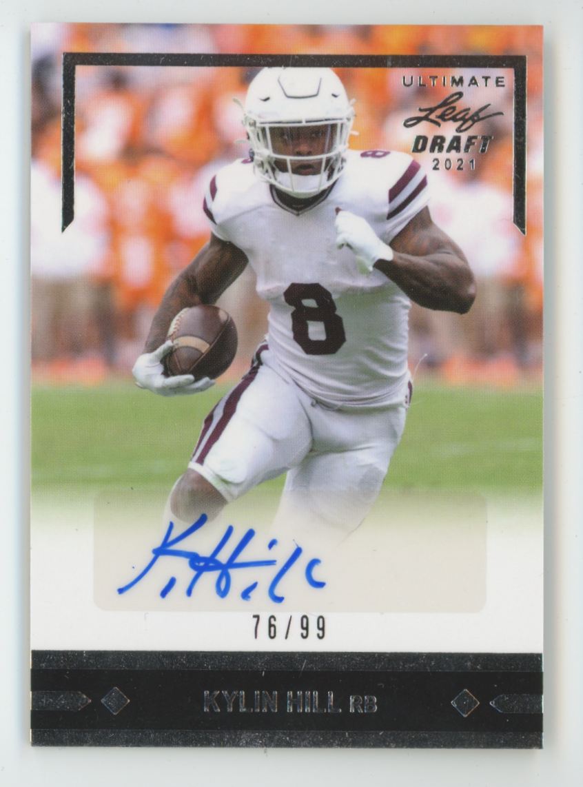 Kylin Hill 2021 Leaf Ultimate Draft 1991 Autographs Silver AUTO /99 #GLR-KH1