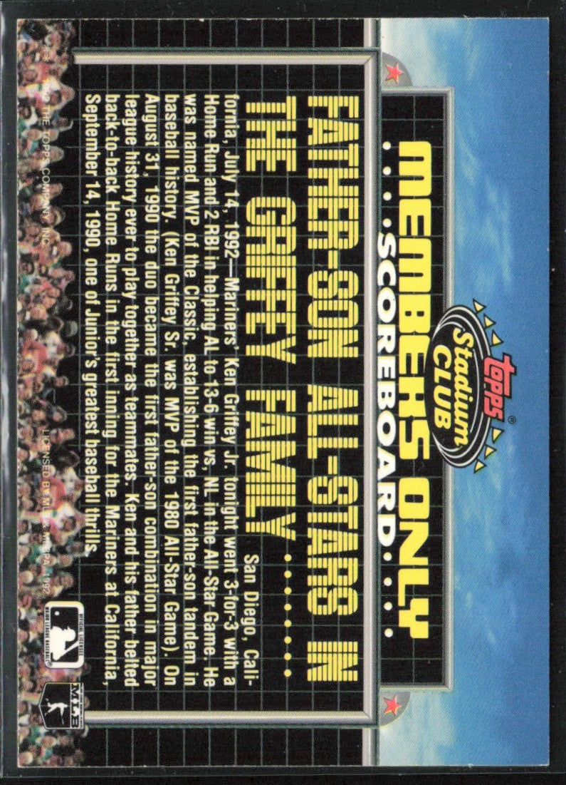 Ken Griffey Jr. 1992 Topps Stadium Club Members Only Seattle Mariners