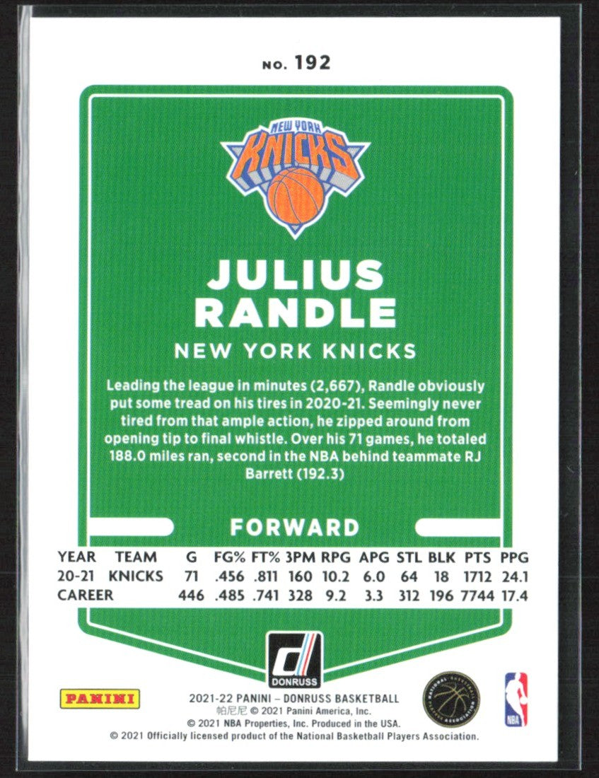 Julius Randle 2021 Donruss Choice Red /99 #192 New York Knicks