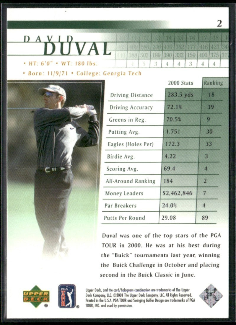 David Duval 2001 Upper Deck RC #2