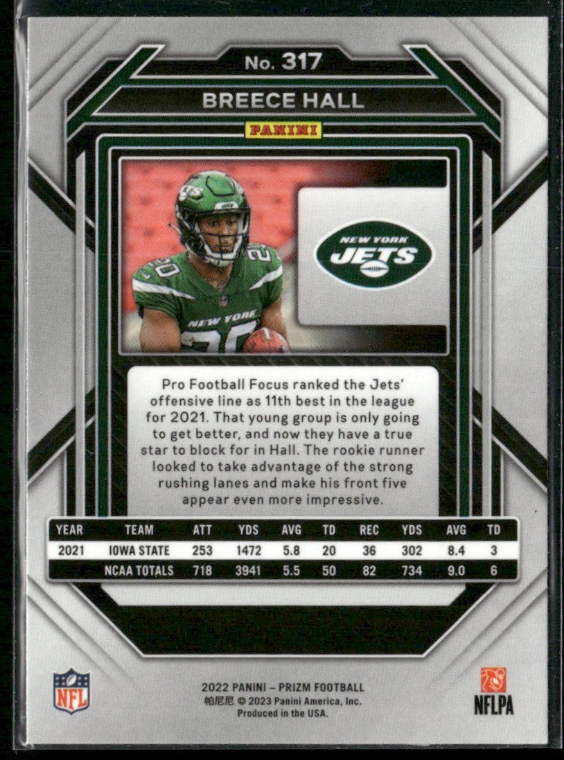 Breece Hall 2022 Panini Prizm RC #317 New York Jets