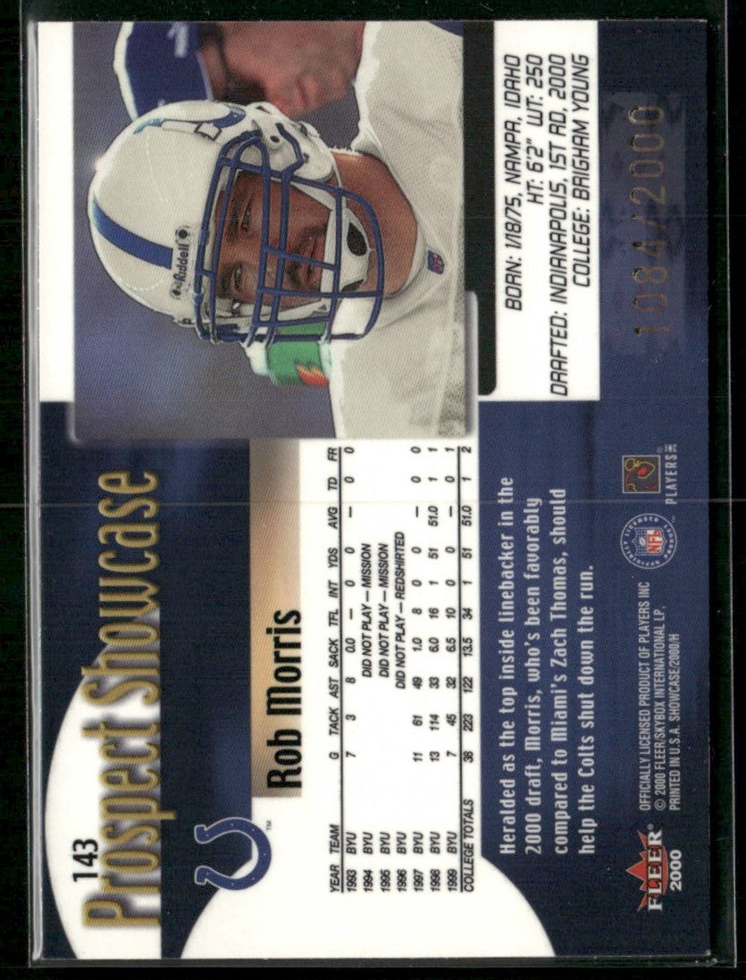 Rob Morris 2000 Fleer Showcase RC /2000 #143 Indianapolis Colts