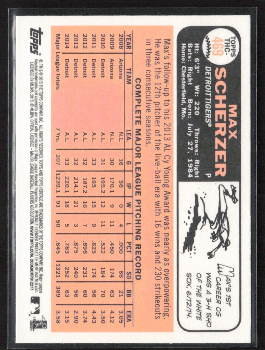 Max Scherzer 2015 Topps Heritage Retail Foil #THC-469 Detroit Tigers