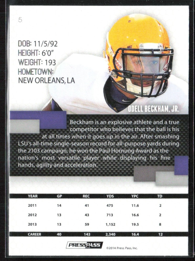 Odell Beckham Jr. 2014 Press Pass RC #5 LSU Tigers