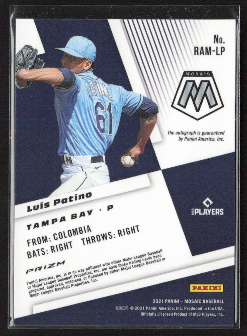 Luis Patino 2021 Panini Mosaic RC AUTO #RAM-LP Tampa Bay Rays