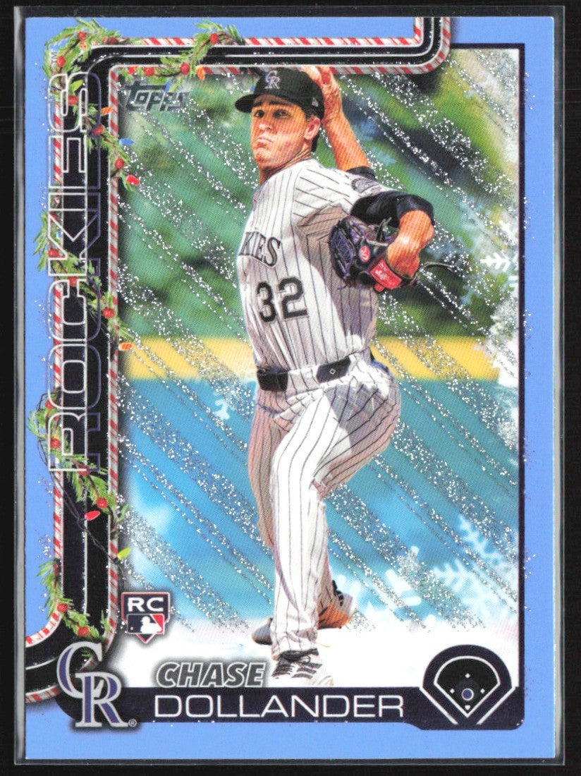Chase Dollander 2025 Topps Holiday Light Blue & Whitte Glitter RC #H130