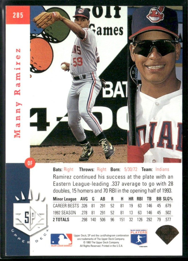 Manny Ramirez 1993 SP #285 Cleveland Indians