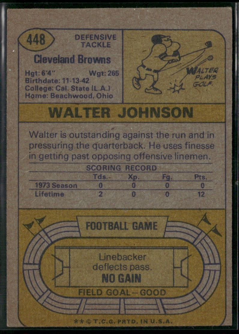 Walter Johnson 1974 Topps #448 Cleveland Browns
