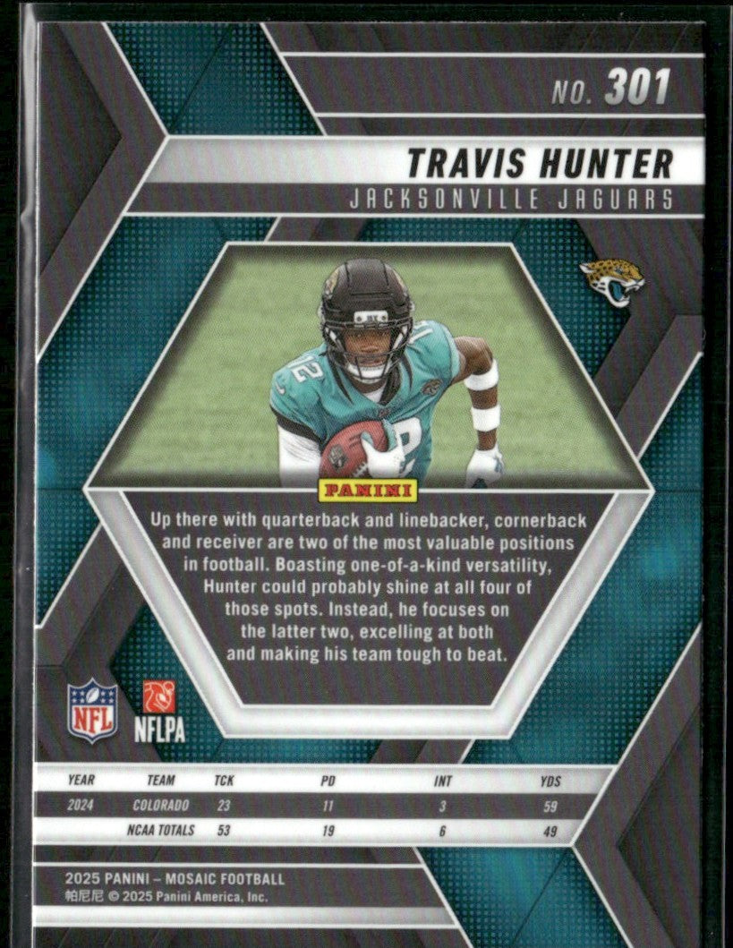 Travis Hunter 2025 Panini Mosaic RC #301 Jacksonville Jaguars