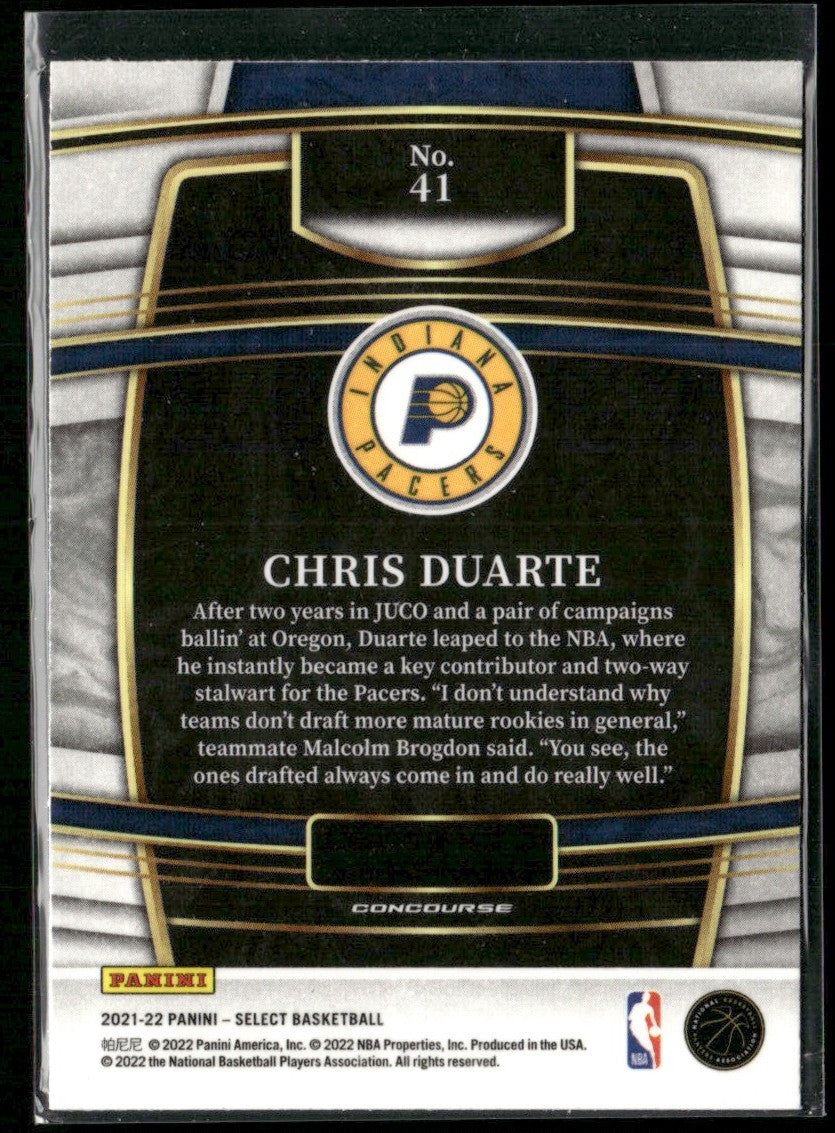 Chris Duarte 2021 Panini Select Concourse RC #41 Indiana Pacers