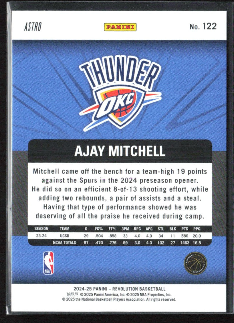 Ajay Mitchell 2024 Panini Revolution Astro RC #122 Oklahoma City Thunder