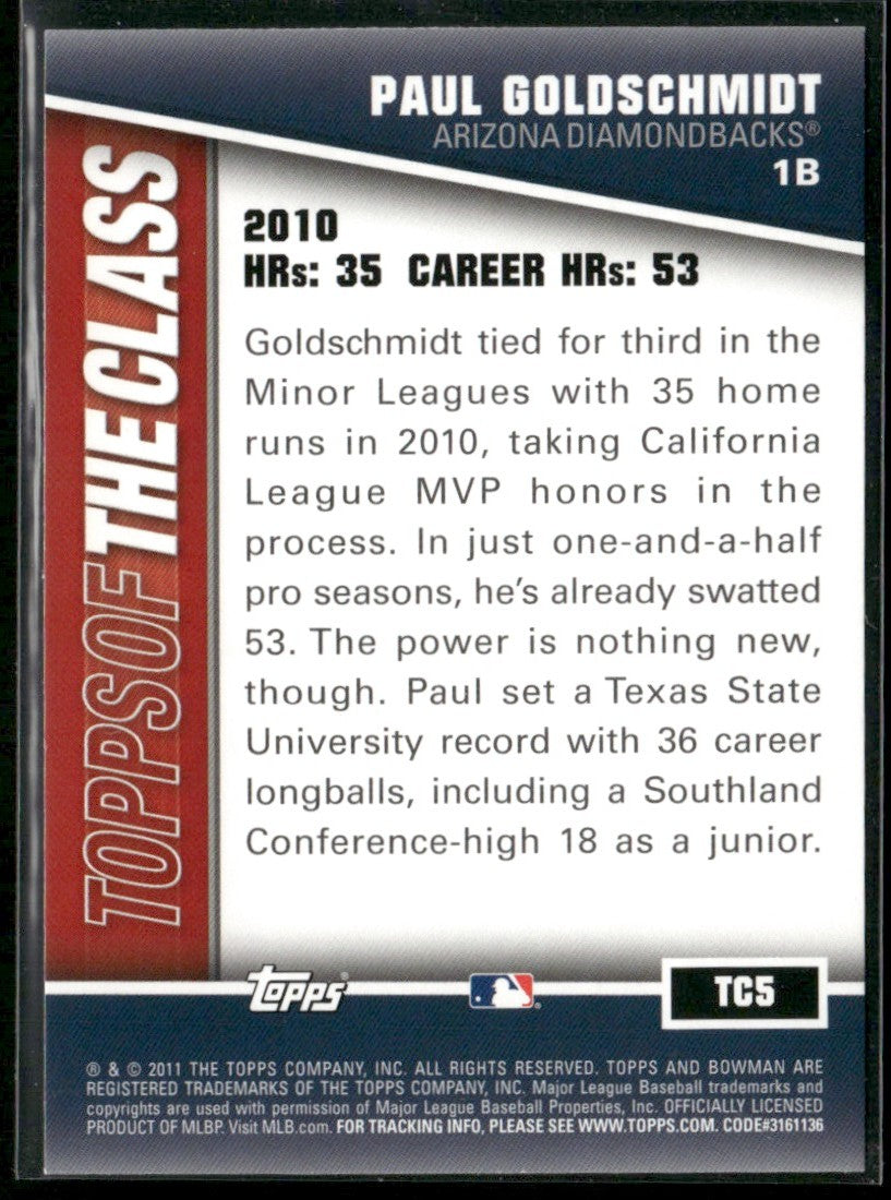 Paul Goldschmidt 2011 Bowman Topps of the Class #TC5 Arizona Diamondbacks