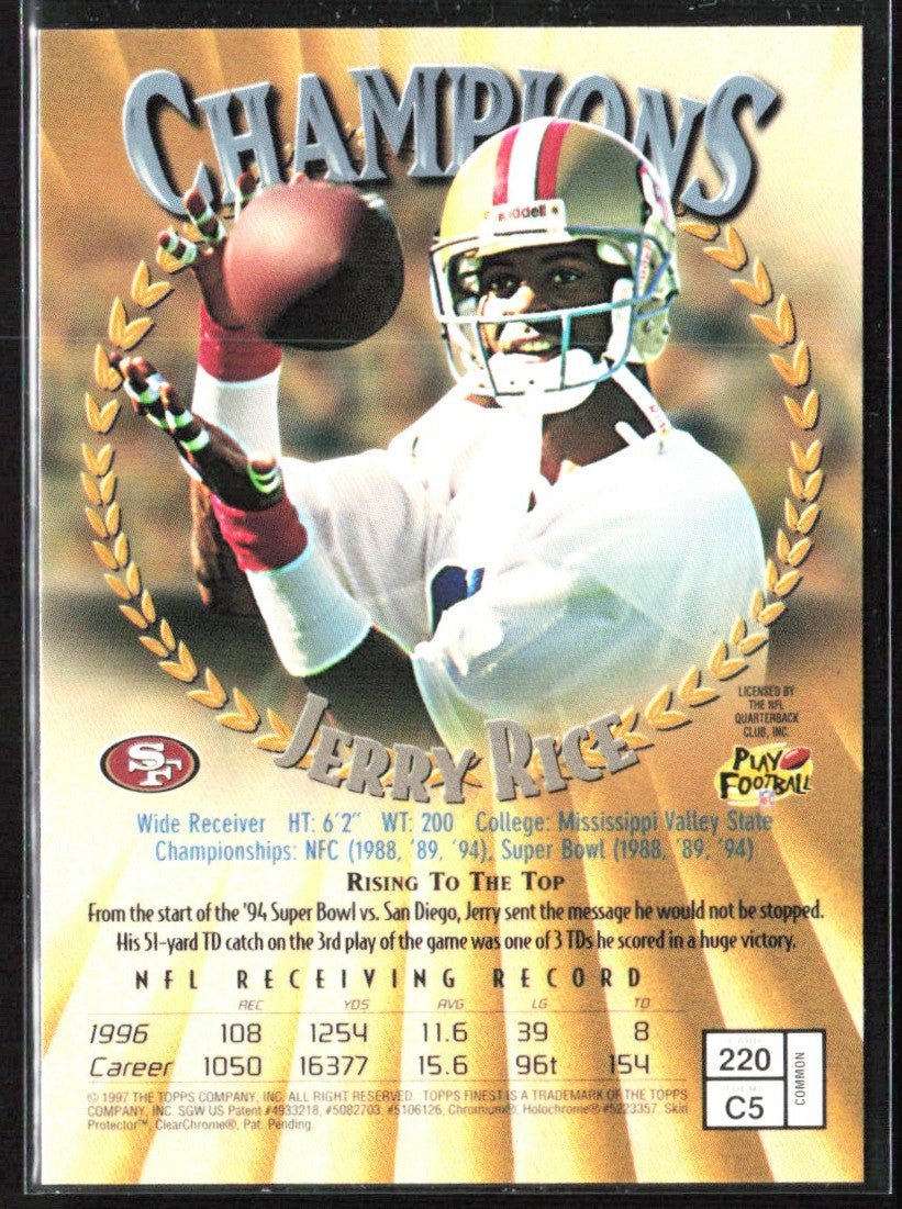 Jerry Rice 1997 Topps Finest #220 San Francisco 49ers