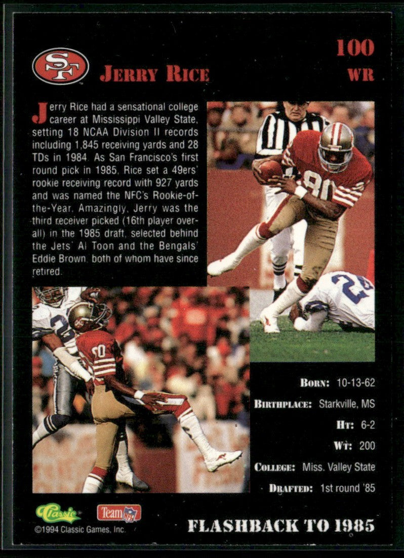 Jerry Rice 1994 Classic NFL Draft Gold #100 San Francisco 49ers