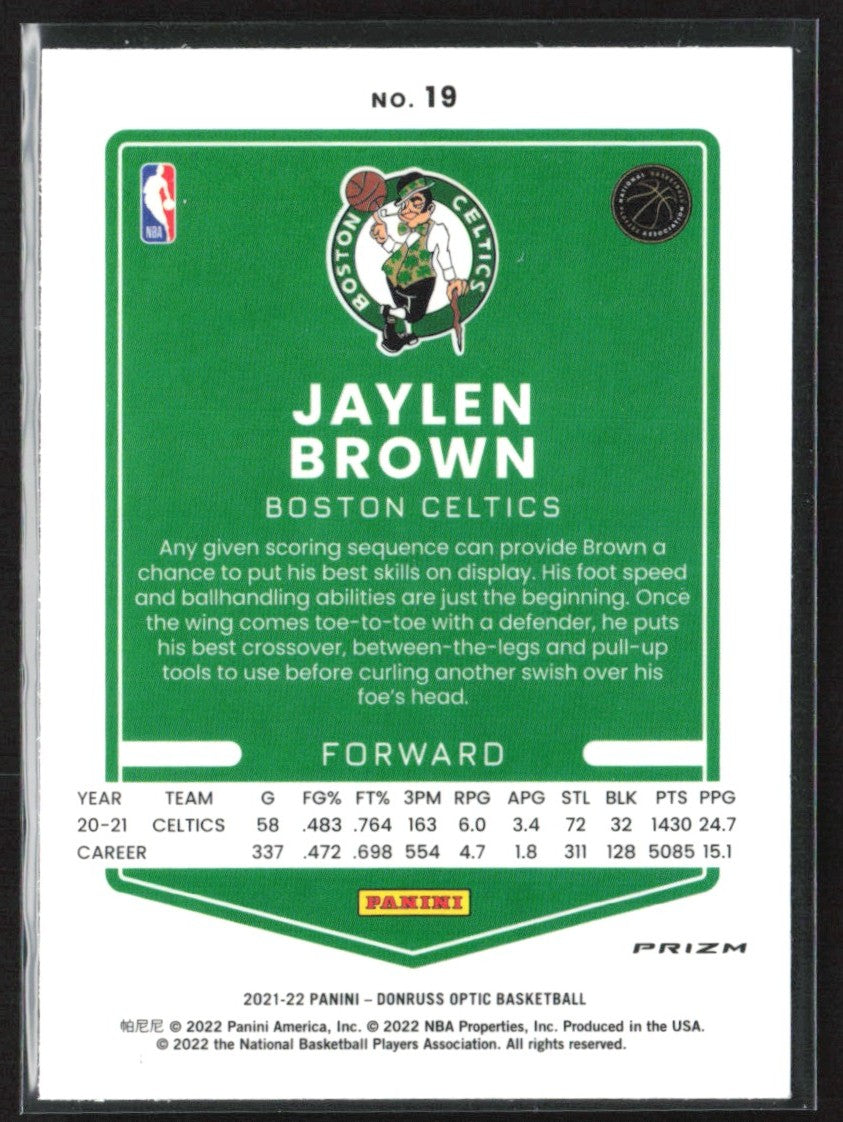 Jaylen Brown 2021 Donruss Optic Purple #19 Boston Celtics