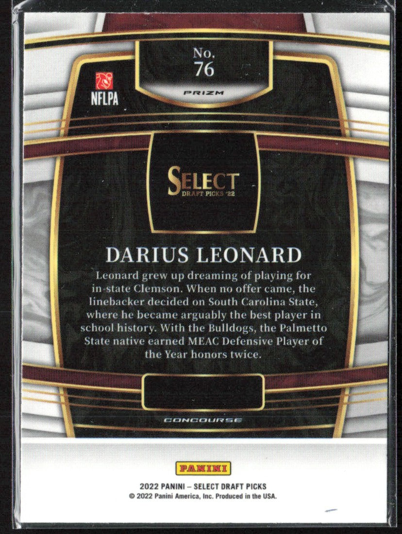 Darius Leonard 2022 Panini Select Draft Picks Concourse White Laser Prizm #76