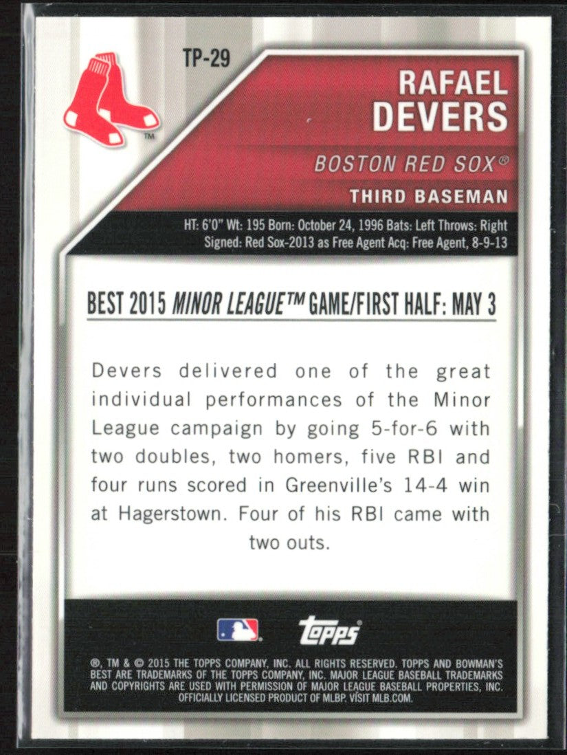 Rafael Devers 2015 Bowman's Best Top Prospects #TP-29 Boston Red Sox