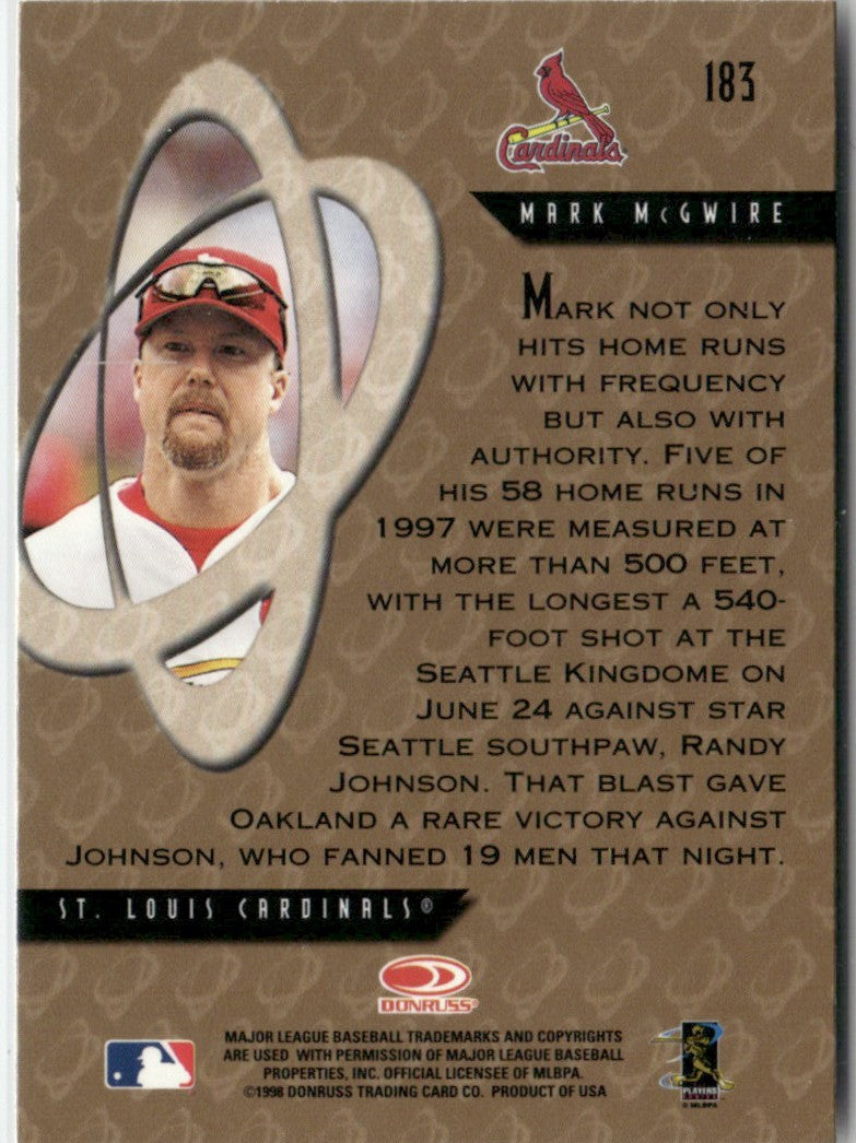 Mark McGwire 1998 Donruss Preferred #183 St. Louis Cardinals