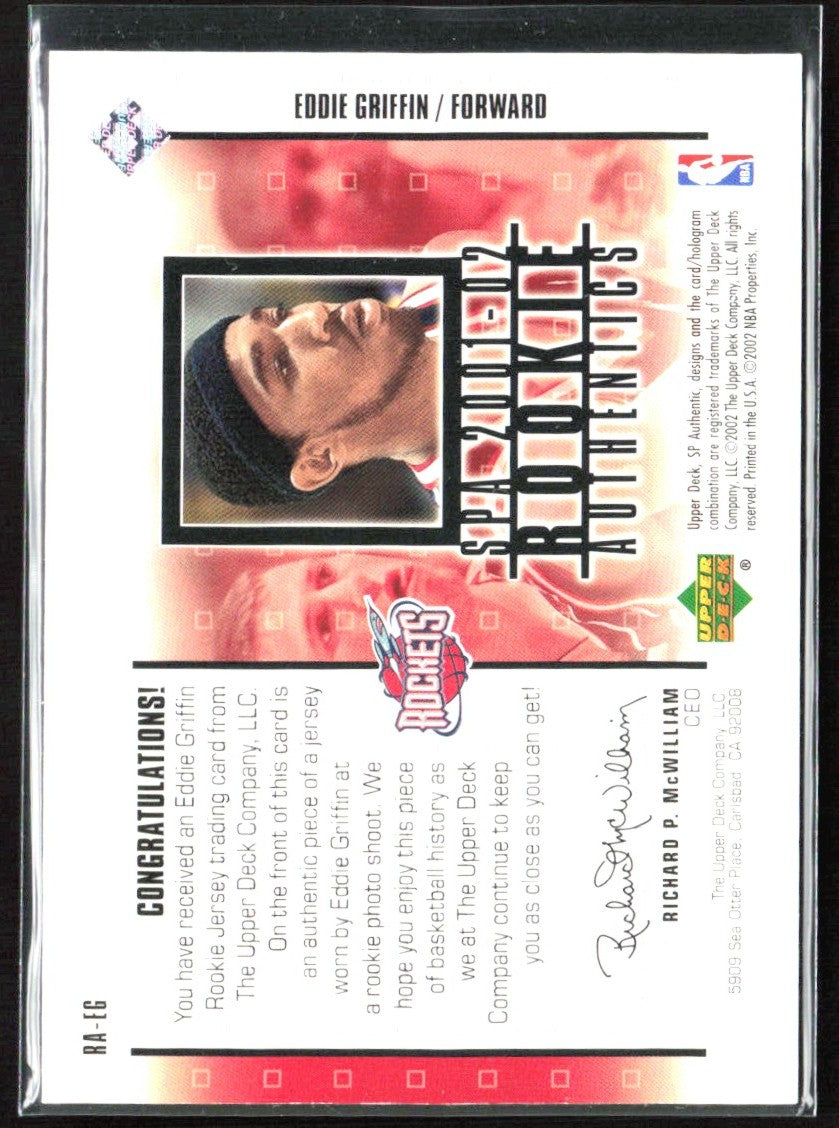 Eddie Griffin 2001 SP Authentic Rookie Authentics /1275 Jersey #RA-EG