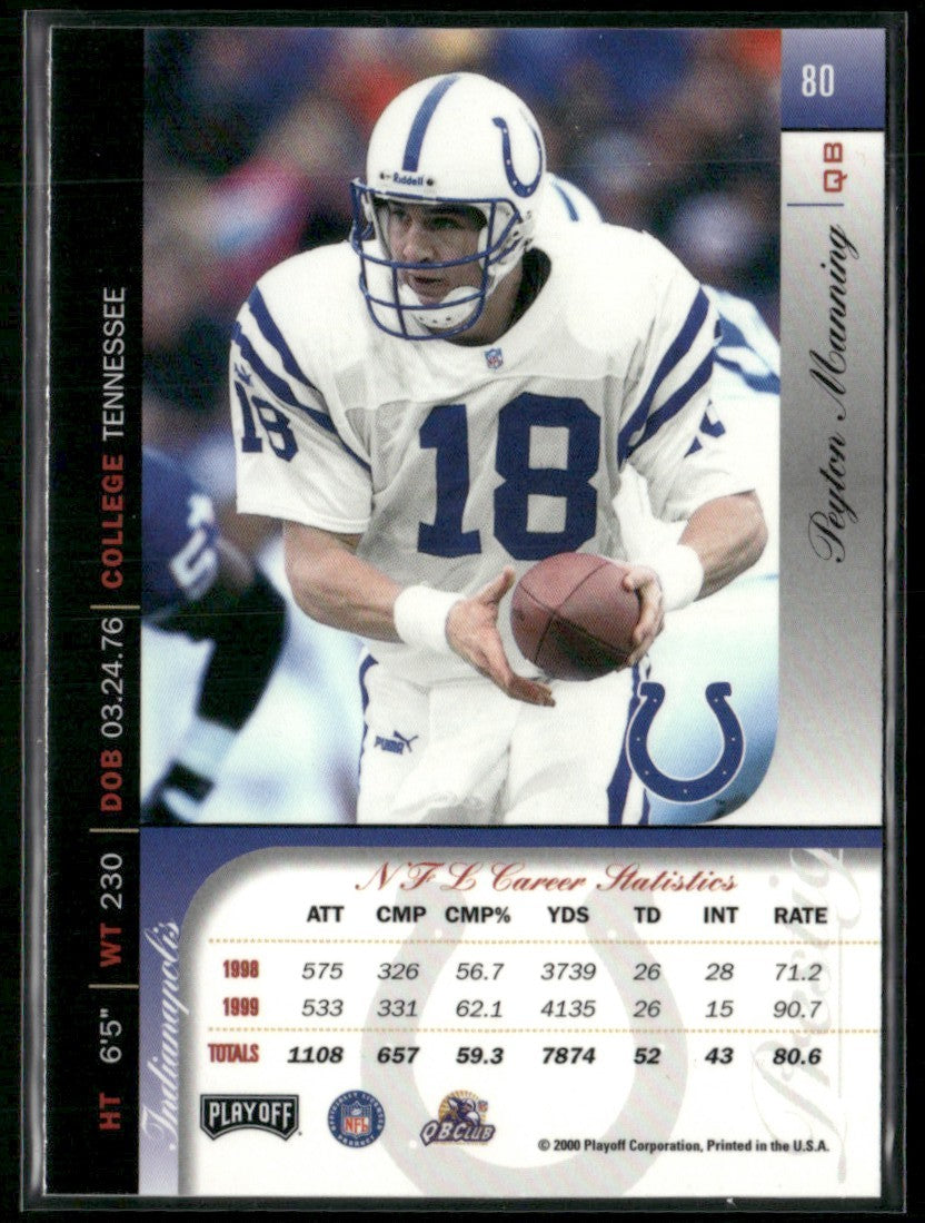 Peyton Manning 2000 Playoff Prestige #80 Indianapolis Colts