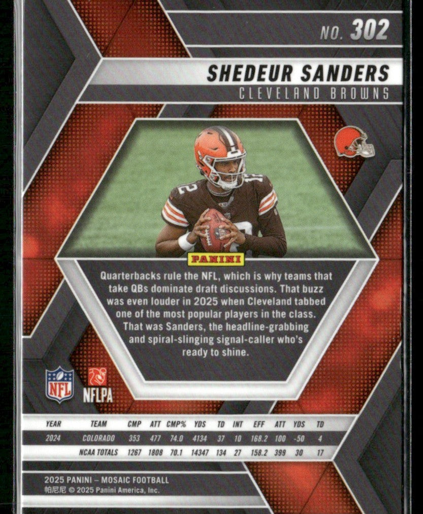 Shedeur Sanders 2025 Panini Mosaic RC #302 Cleveland Browns