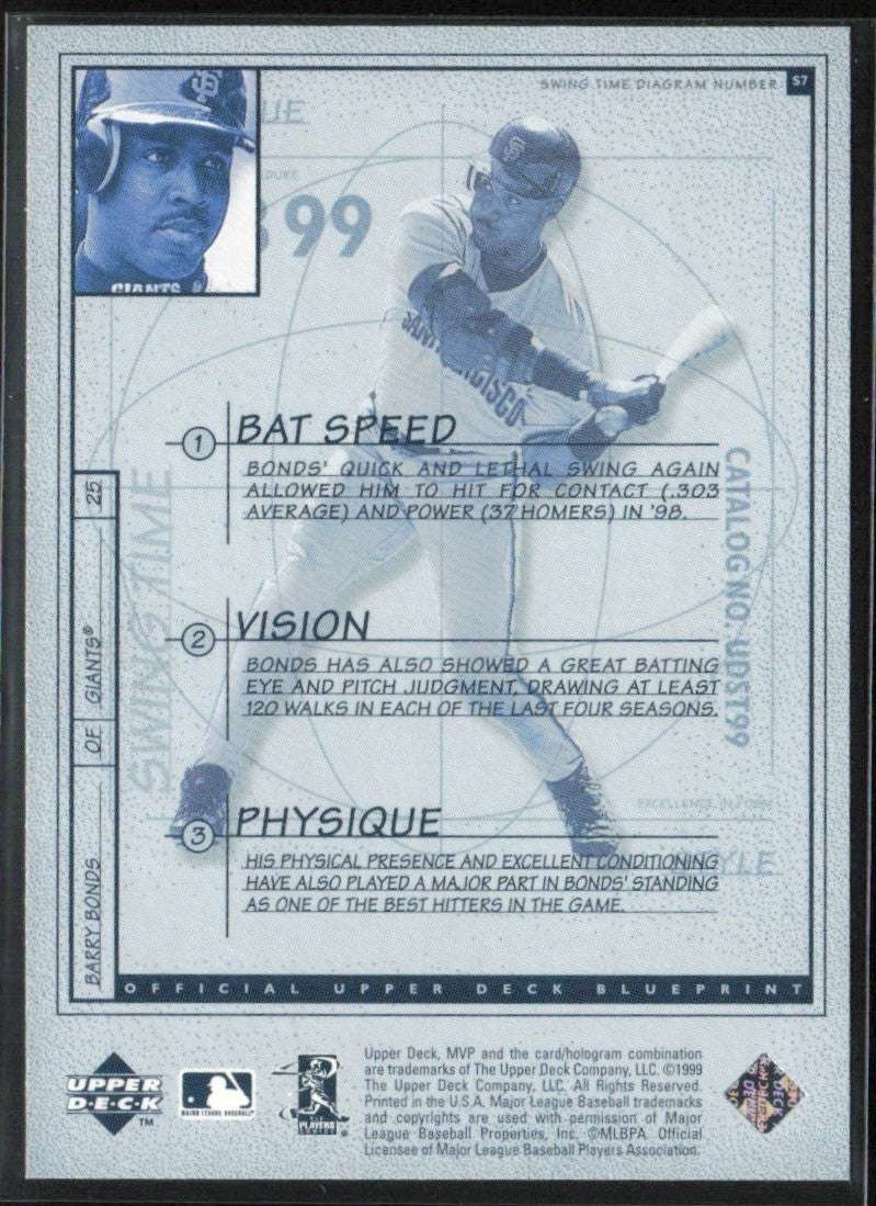 Barry Bonds 1999 Upper Deck MVP Swing Time #S7 San Francisco Giants
