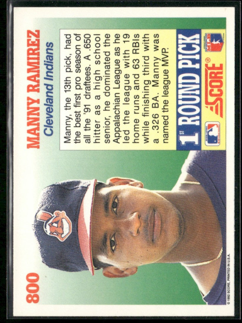 Manny Ramirez 1992 Score 1st Round Pick RC #800 Cleveland Indians