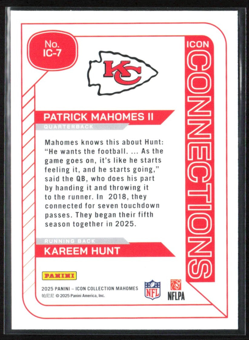 Patrick Mahomes II Kareem Hunt 2025 Panini Icon Collection Connections #IC-7