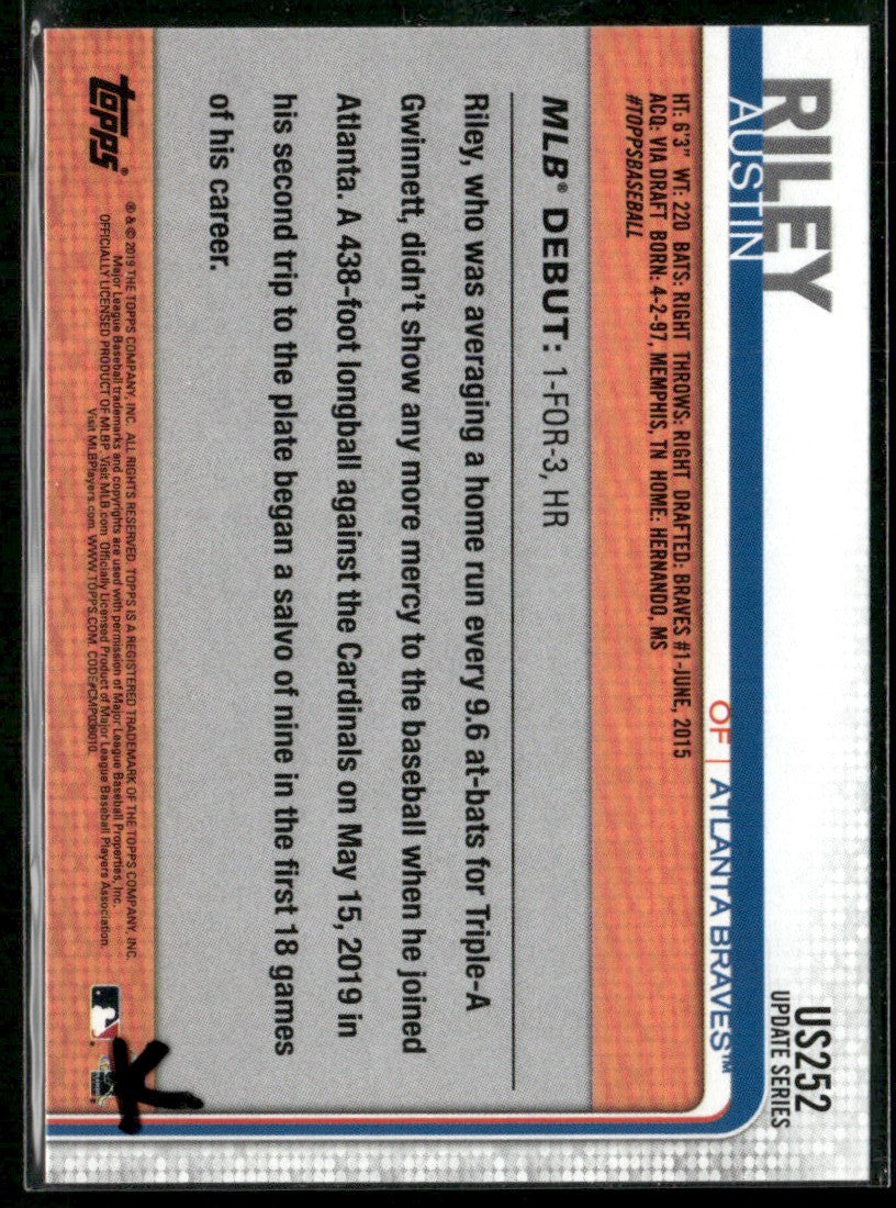 Austin Riley 2019 Topps Update RC #US252 Atlanta Braves