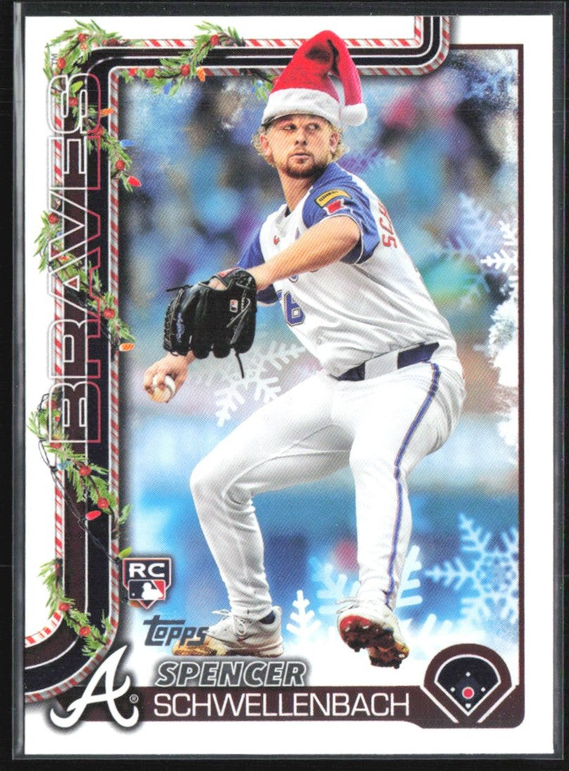 Spencer Schwellenbach 2025 Topps Holiday Santa Hat SP RC #H199 Atlanta Braves