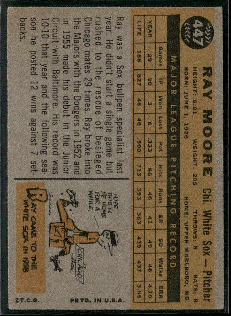 Ray Moore 1960 Topps #447 Chicago White Sox